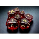 Chessex Translucent Crimson/gold Polyhedral 7-Dice Set (with bonus die)