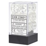 Chessex Translucent 16mm d6 Clear/white Dice Block™ (12 dice)