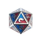 Old School Dice Old School DnD RPG Metal D20: Dragon Scale - Red & Blue