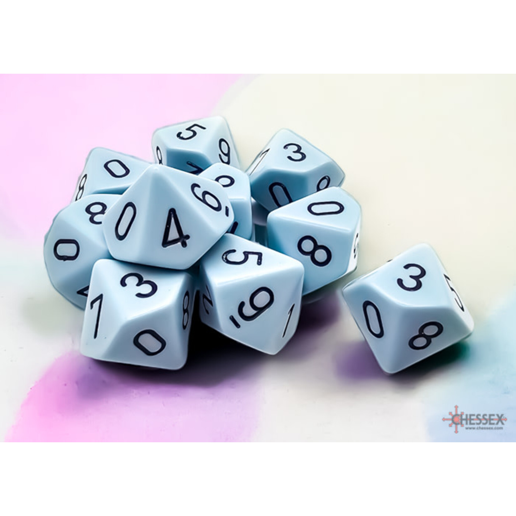 Chessex Opaque Pastel Blue/black Set of Ten d10s