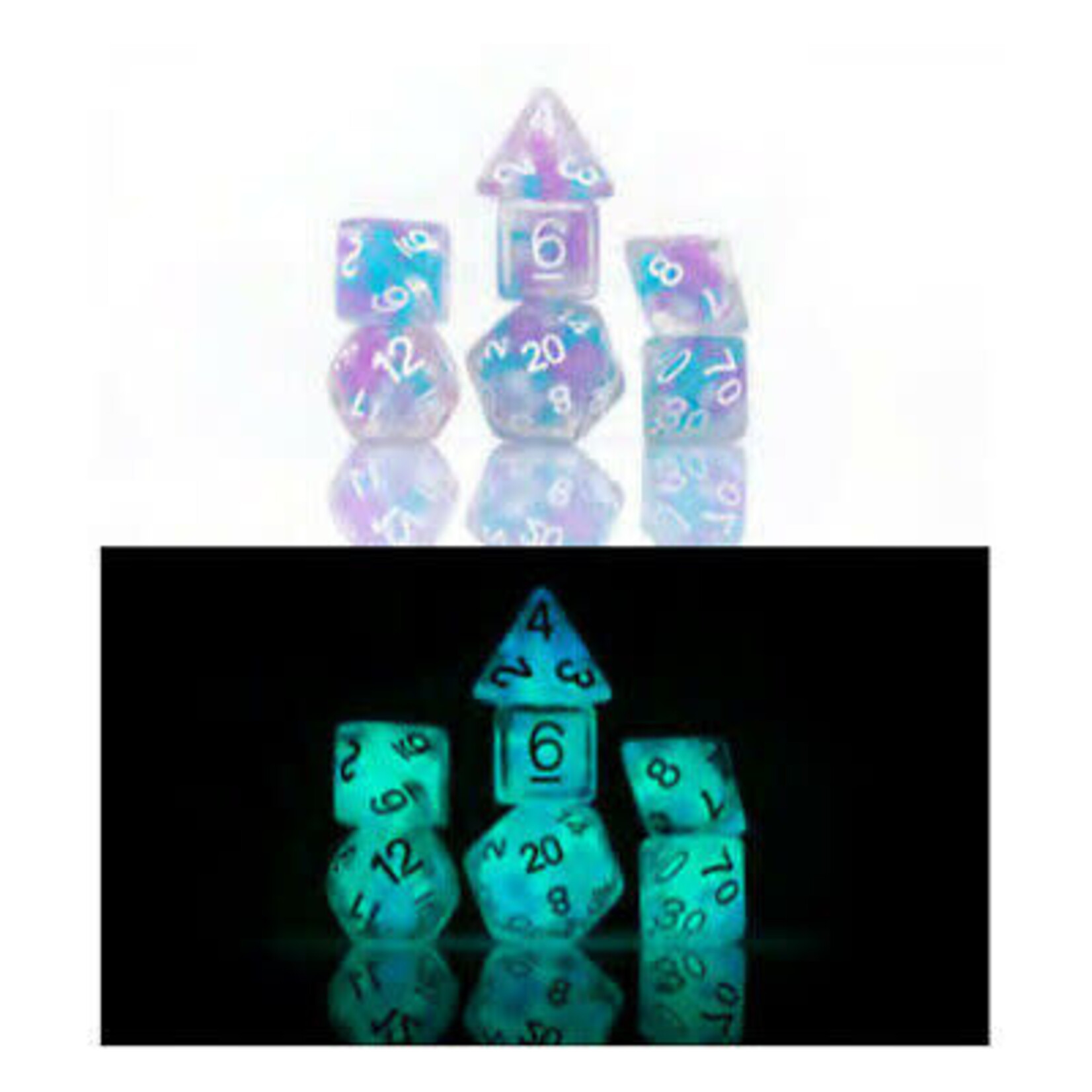 Sirius Dice Sd Glow-In-The-Dark Cotton Candy Glowworm 7Die Set