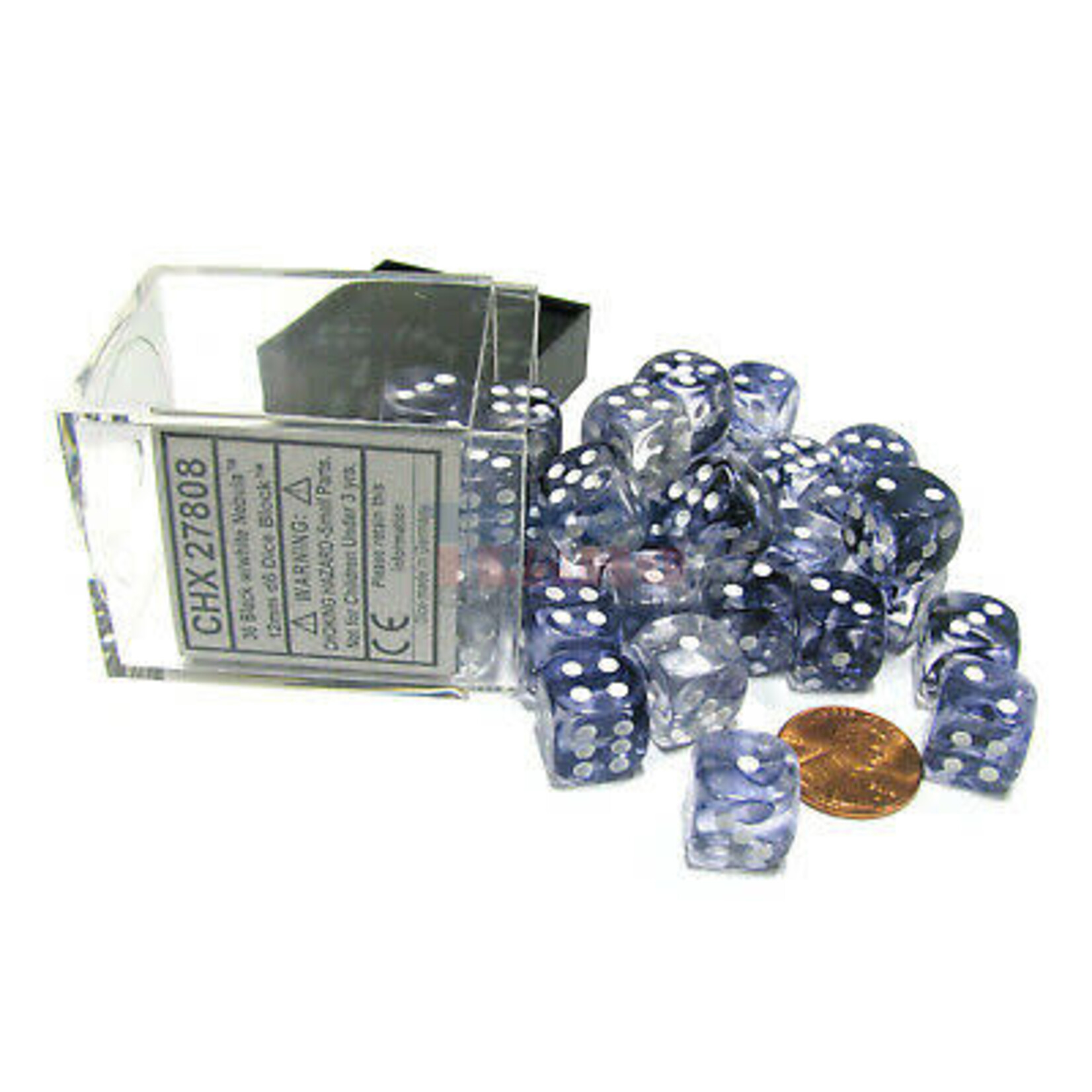 Chessex Nebula Black/white 12mm d6 Dice Block (36 dice)
