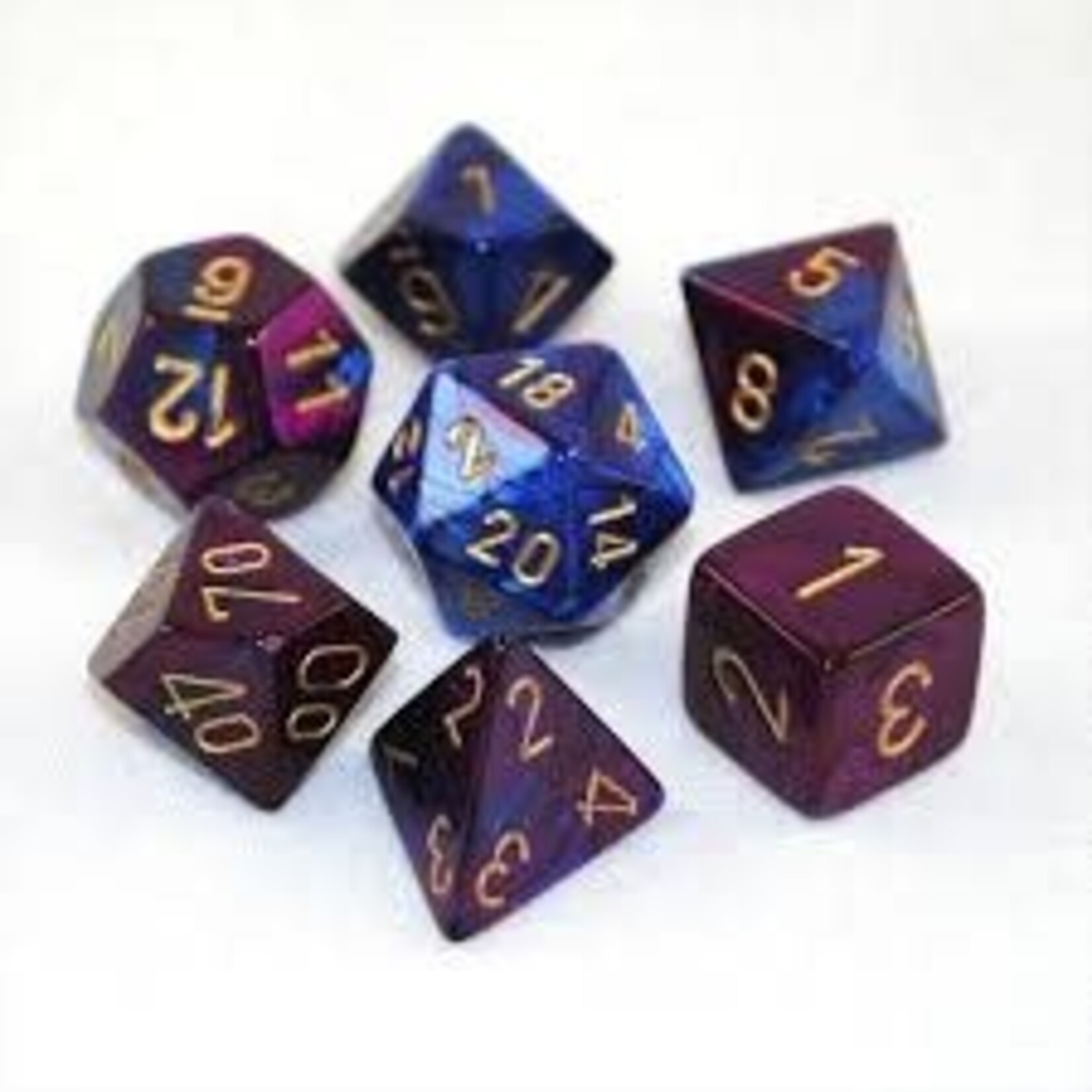 Chessex Gemini Blue-Purple/gold Polyhedral 7-Dice Set