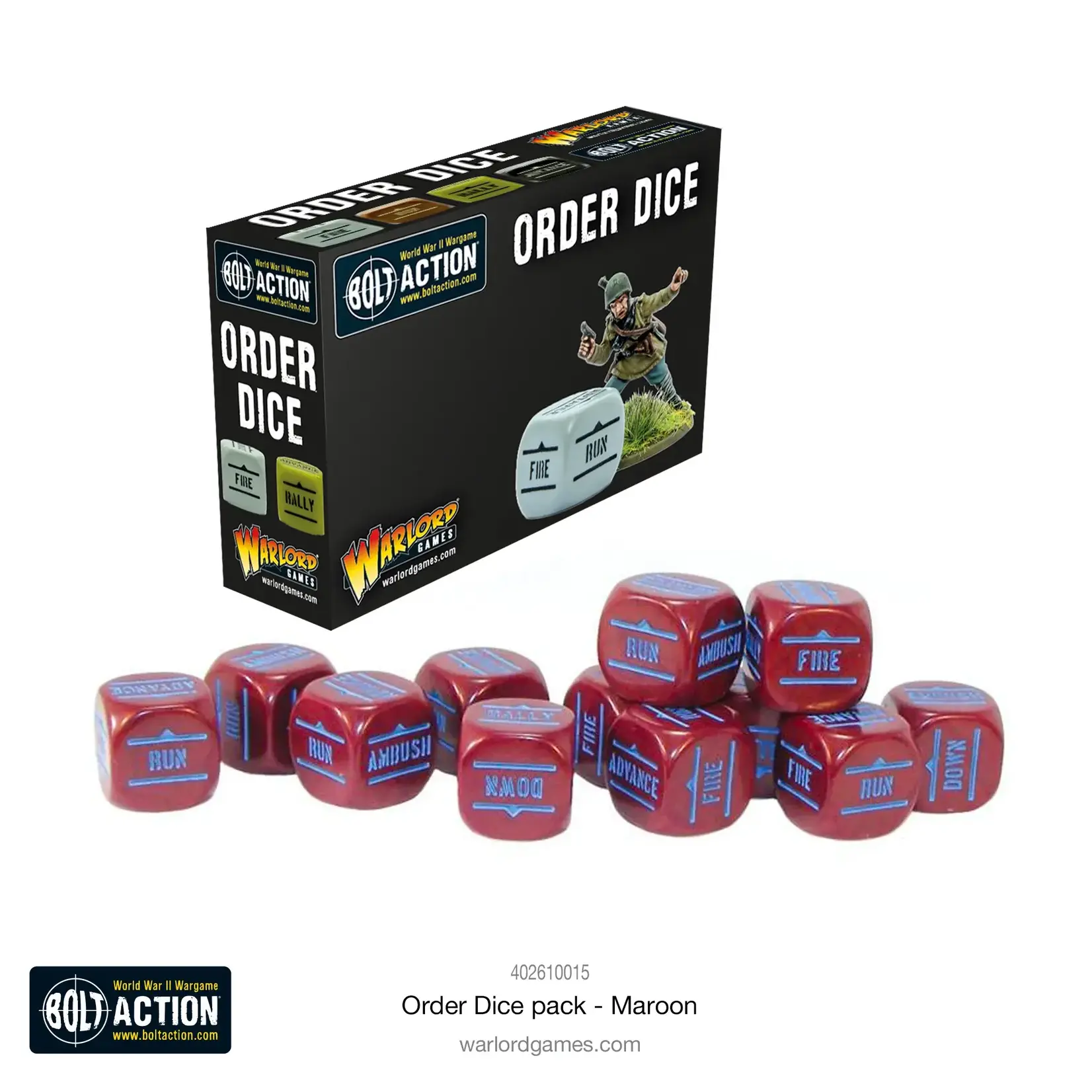 Warlord Bolt Action: Orders Dice pack - Maroon