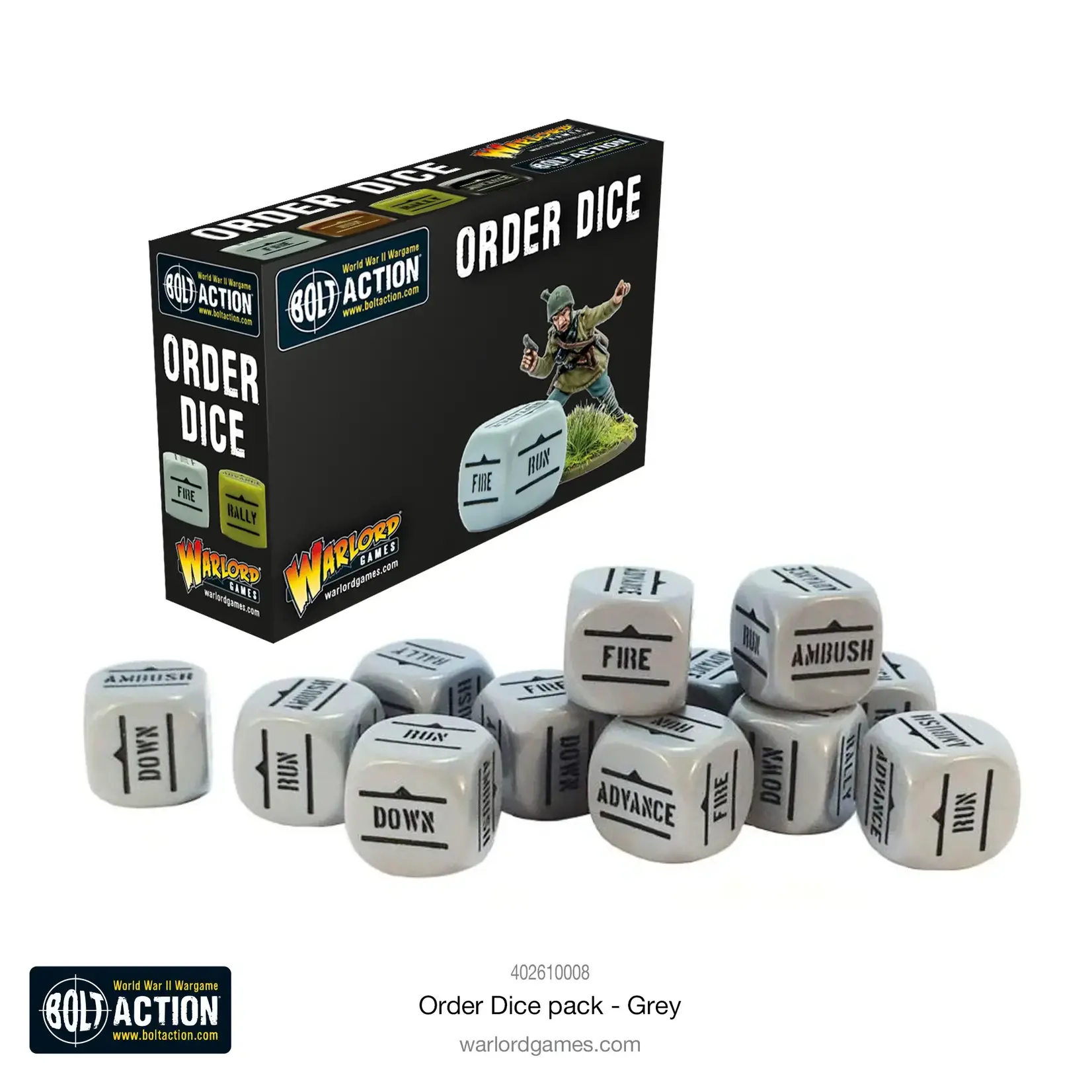 Warlord Bolt Action: Orders Dice pack - Grey