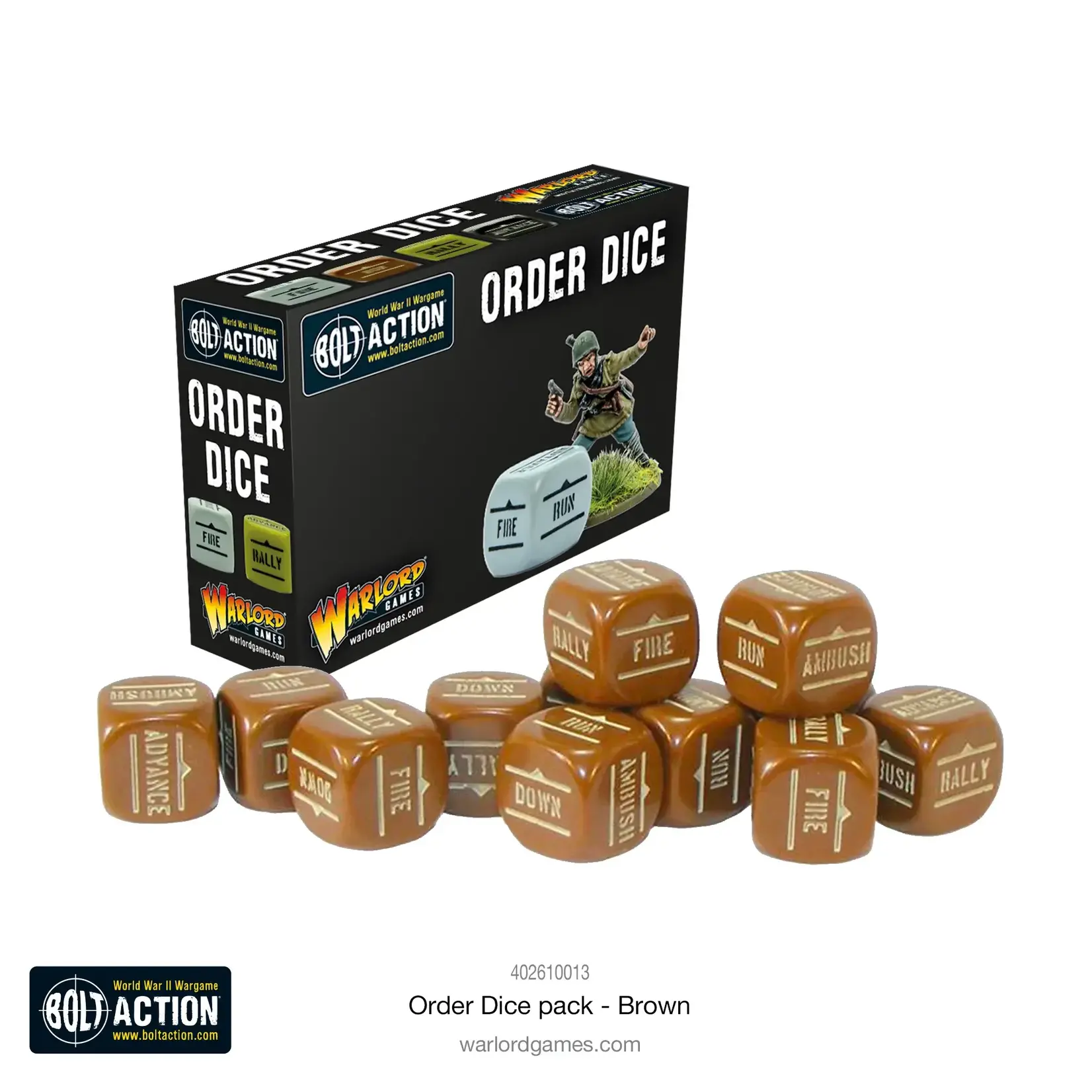 Warlord Bolt Action: Orders Dice pack - Brown