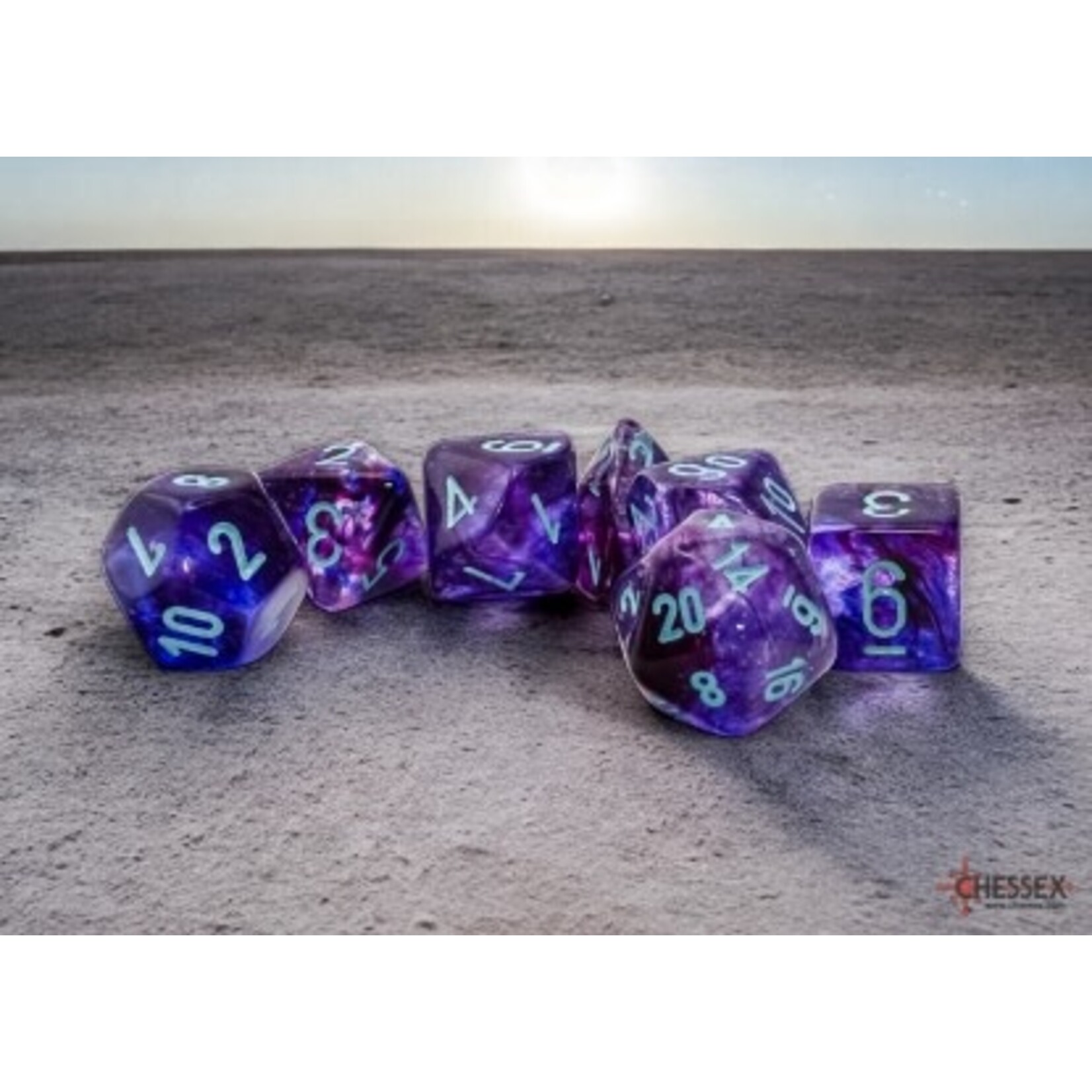 Chessex Nebula Mega-hedral Nocturnal/blue Luminary 7-Die Set