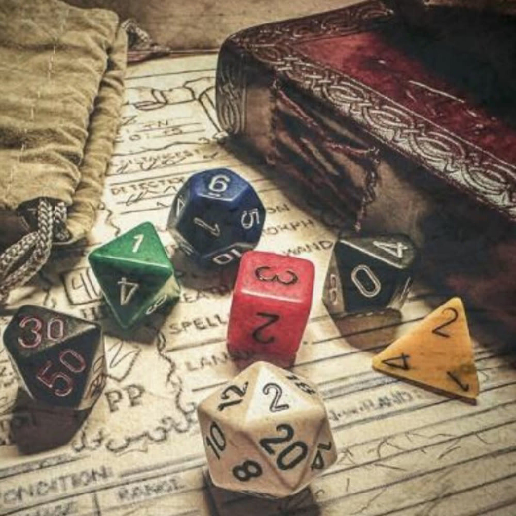 Nostalgia Opaque GM & Beginner Player Polyhedral 7-Dice Set