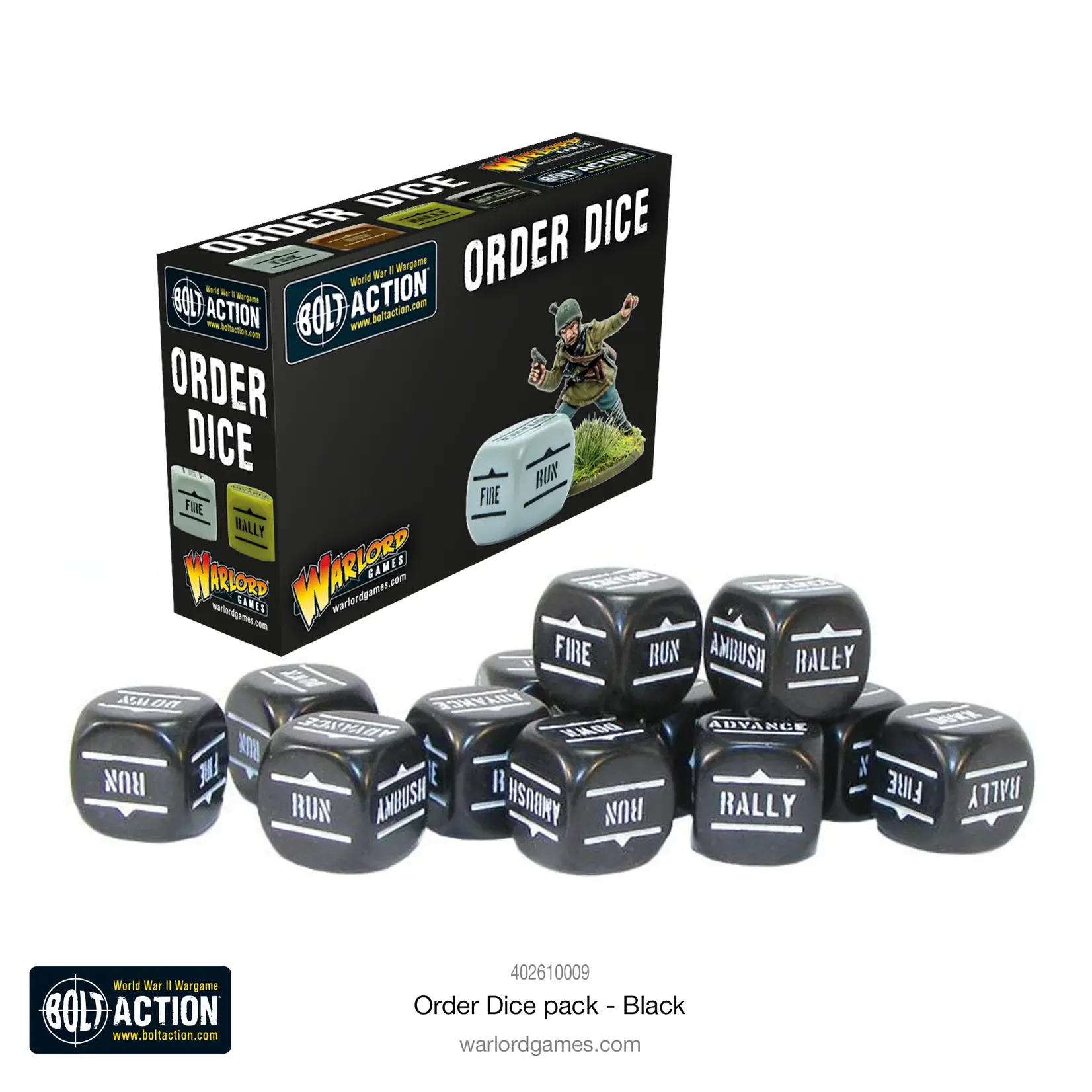 Warlord Bolt Action: Orders Dice pack - Black