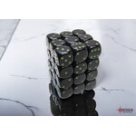 Chessex Opaque Black/green 12mm d6 Dice Block (36 dice)