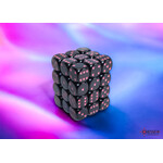 Chessex Opaque Black/pink 12mm d6 Dice Block (36 dice)