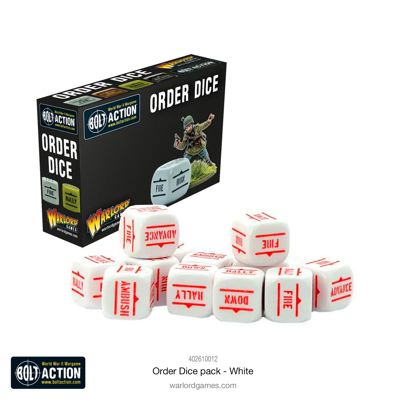 Warlord Bolt Action: Orders Dice pack - White