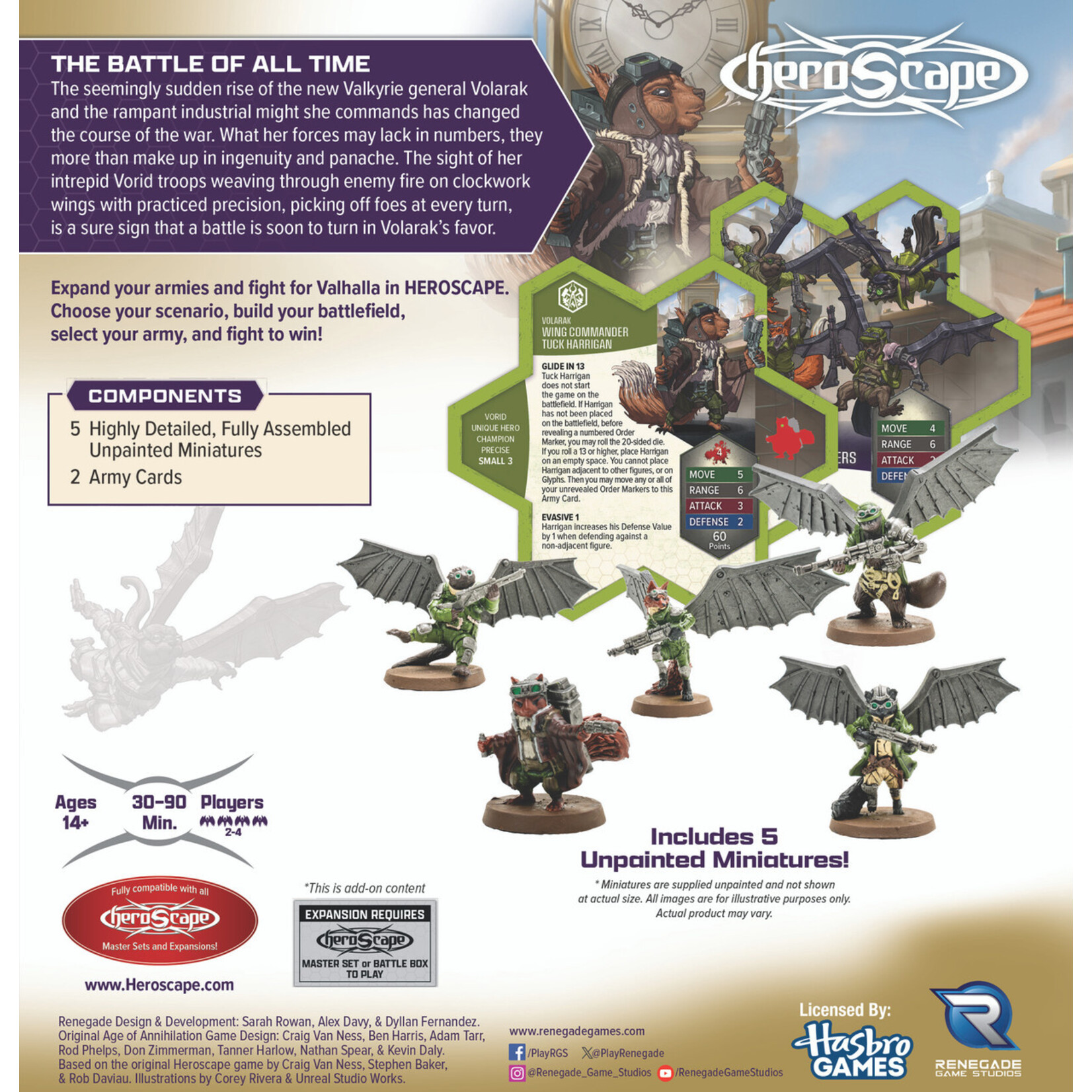 Heroscape: Rising Tide - Wing Commander Tuck Harrigan and Vorid Glidestriker Army Expansion