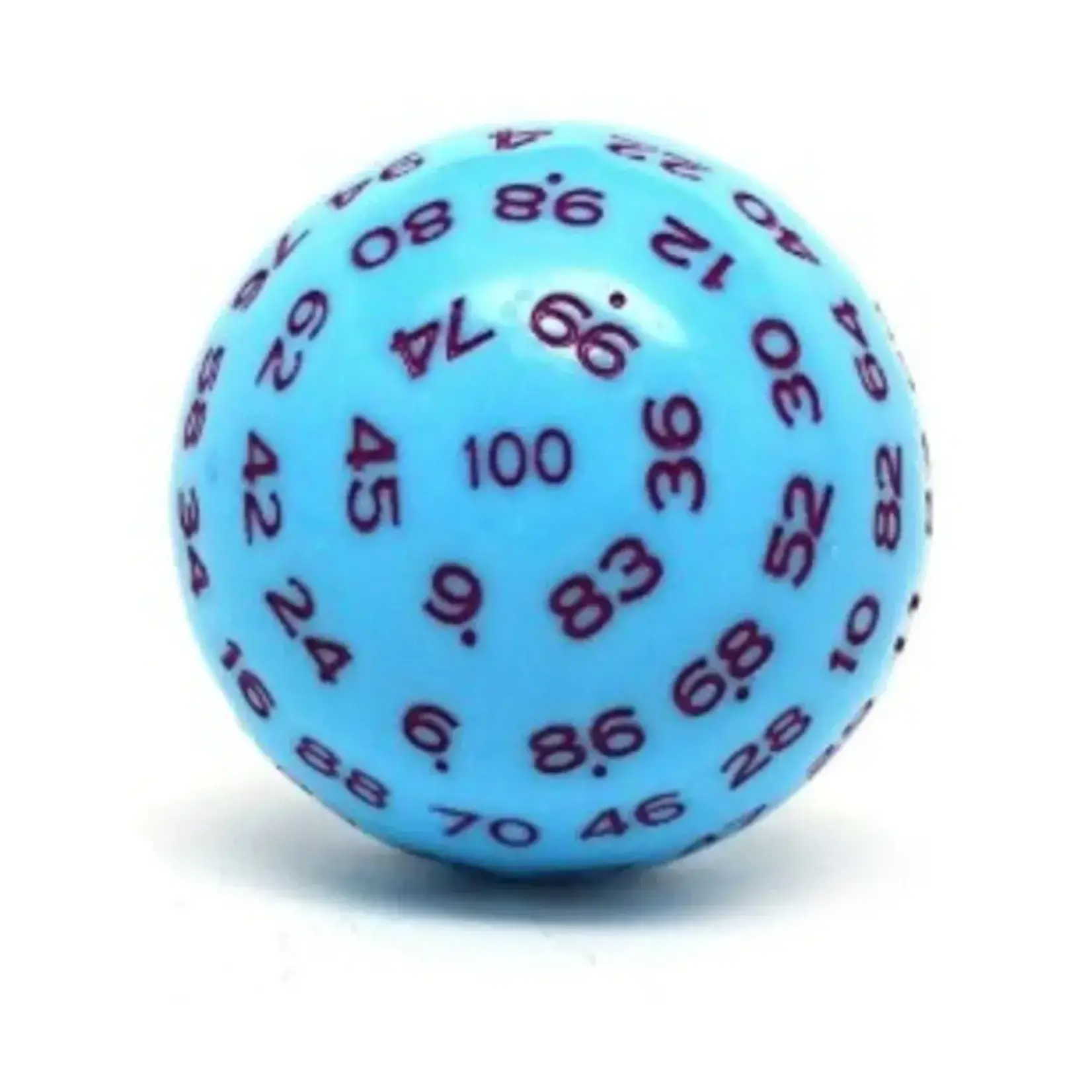 Critical Hit Collectables Single Light Blue D100 Opaque Polyhedral Die with Purple Numbers for RPGS
