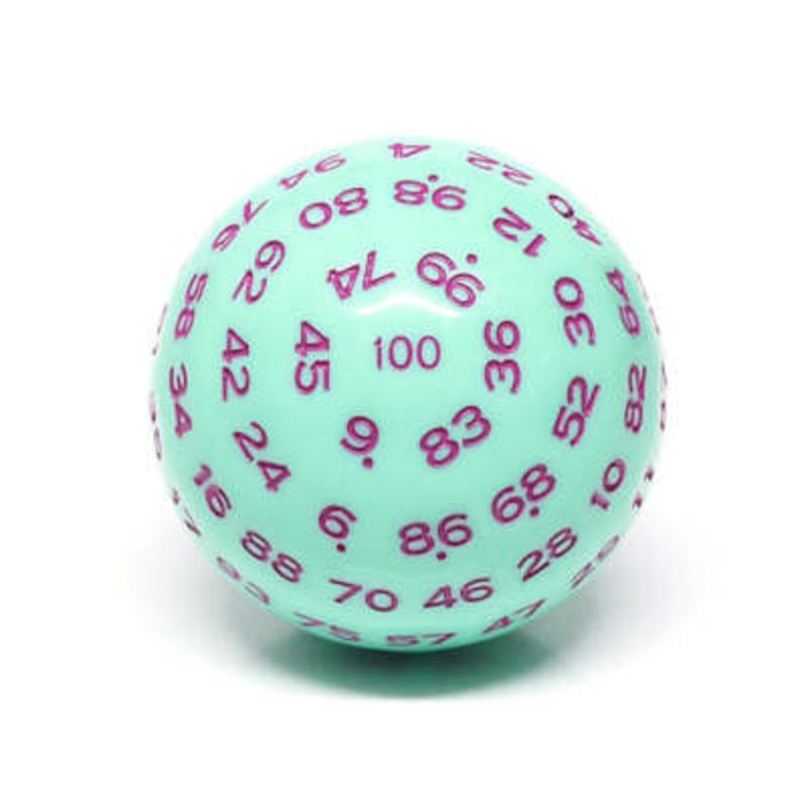 Critical Hit Collectables Single Mint Green D100 Opaque Polyhedral Die with Purple Numbers for RPGS
