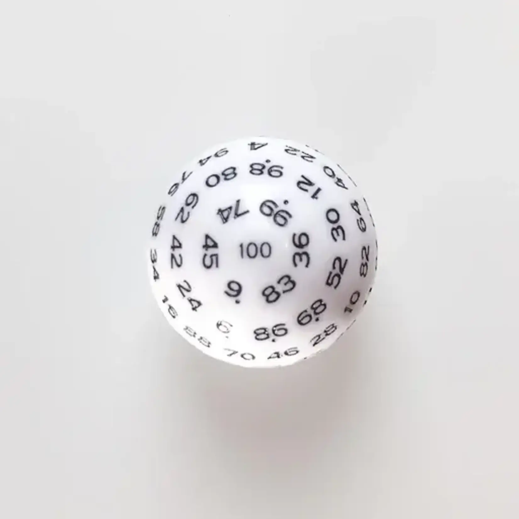 Critical Hit Collectables Single White D100 Opaque Polyhedral Die with Black Numbers for RPGS