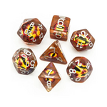 Critical Hit Collectables Brown Set of 7 Demon Eye Polyhedral Dice with White Numbers for D20 based RPG's