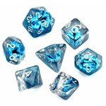 Critical Hit Collectables Blue Set of 7 Demon Eye Polyhedral Dice with White Numbers for D20 based RPG's