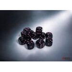 Chessex Opaque Black/pink 16mm d6 Dice Block (12 dice)