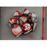 Chessex Gemini Red-Steel/white Polyhedral 7-Dice Set (with bonus die)