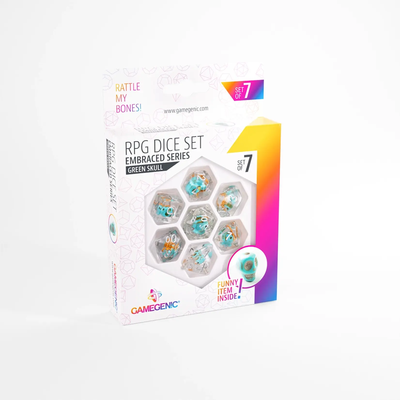 Embraced Series - Green Skull - RPG dice set (7)