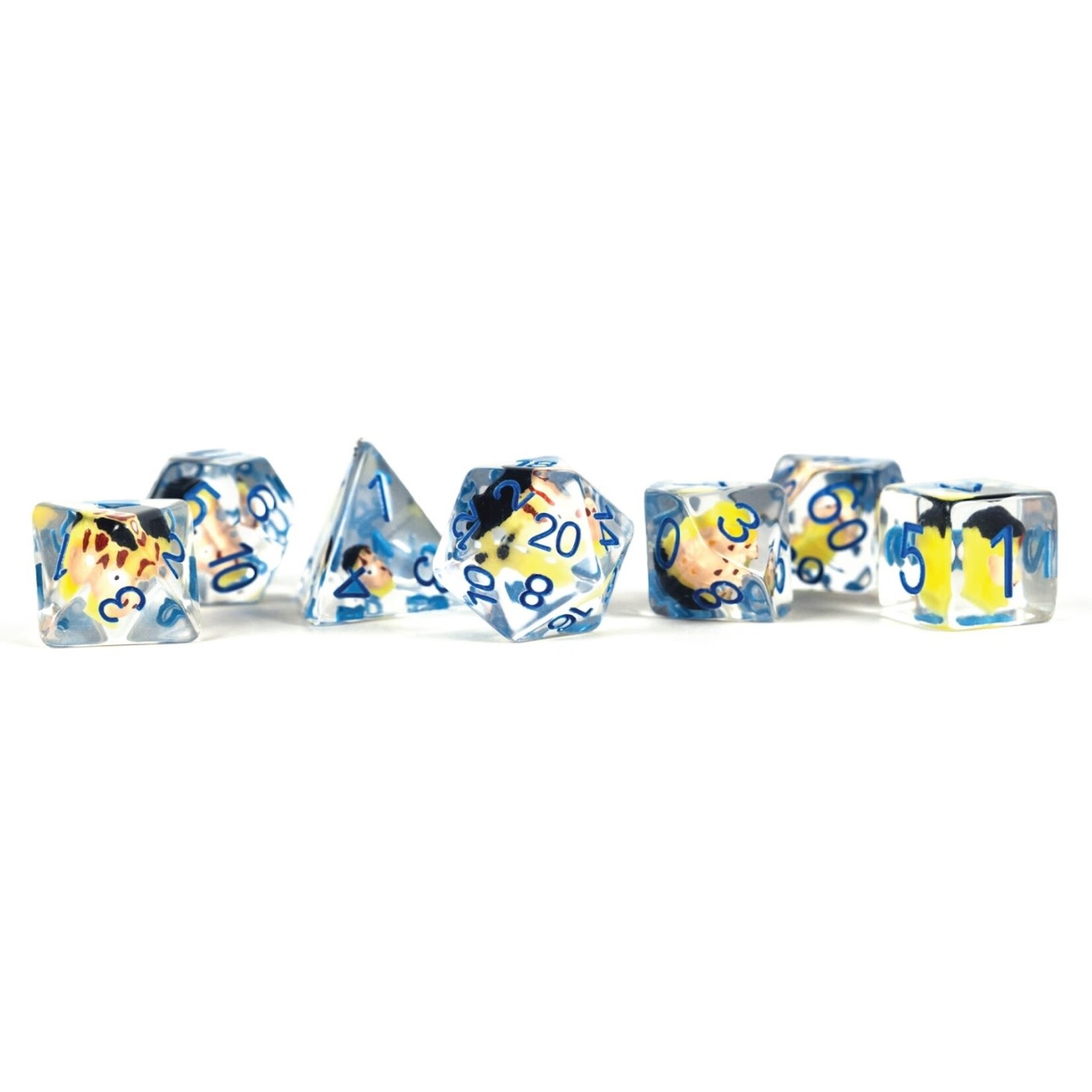 Metallic Dice Games Invincible Blood Damaged Resin Poly Dice Set