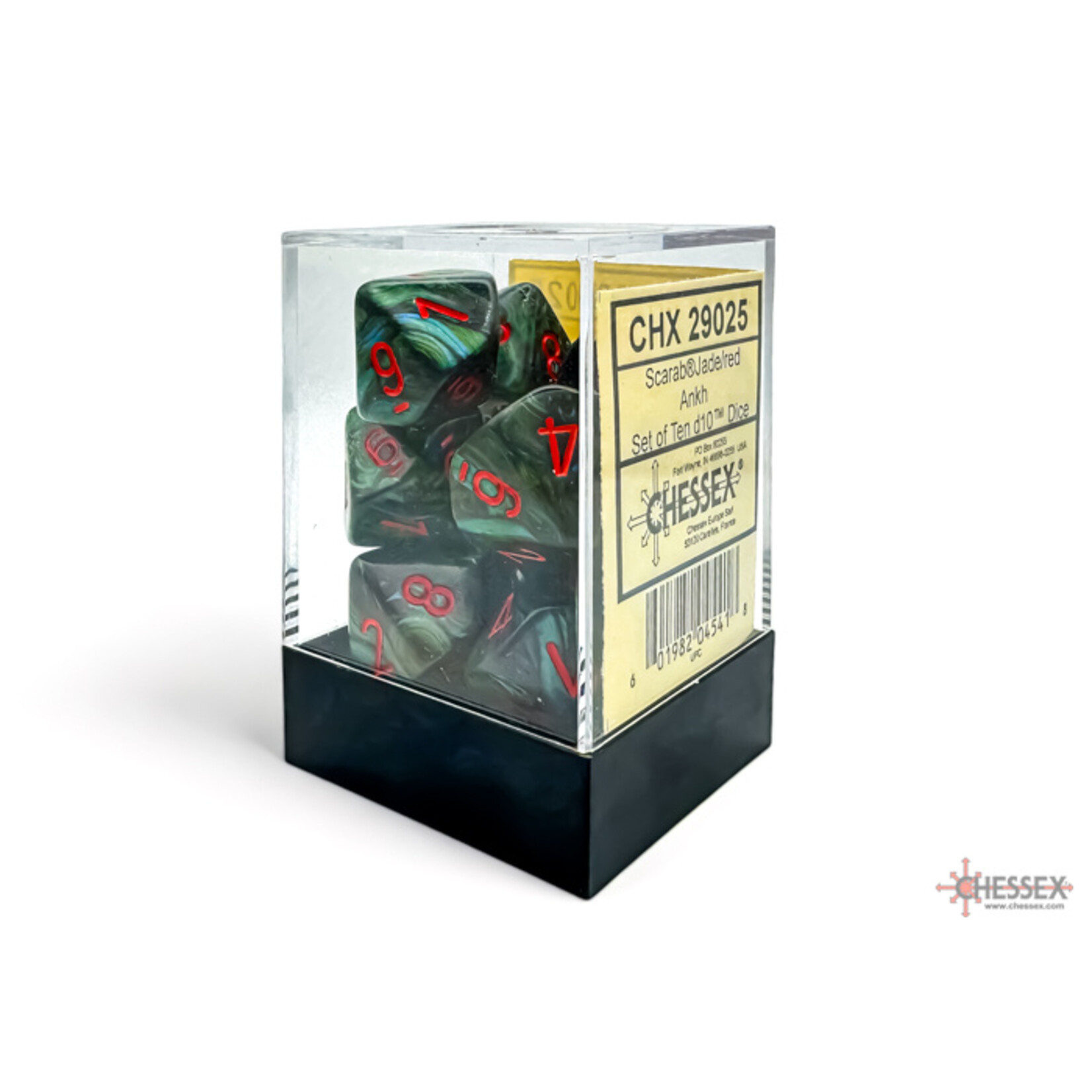 Chessex Scarab Jade/red Ankh Set of 10 d10s