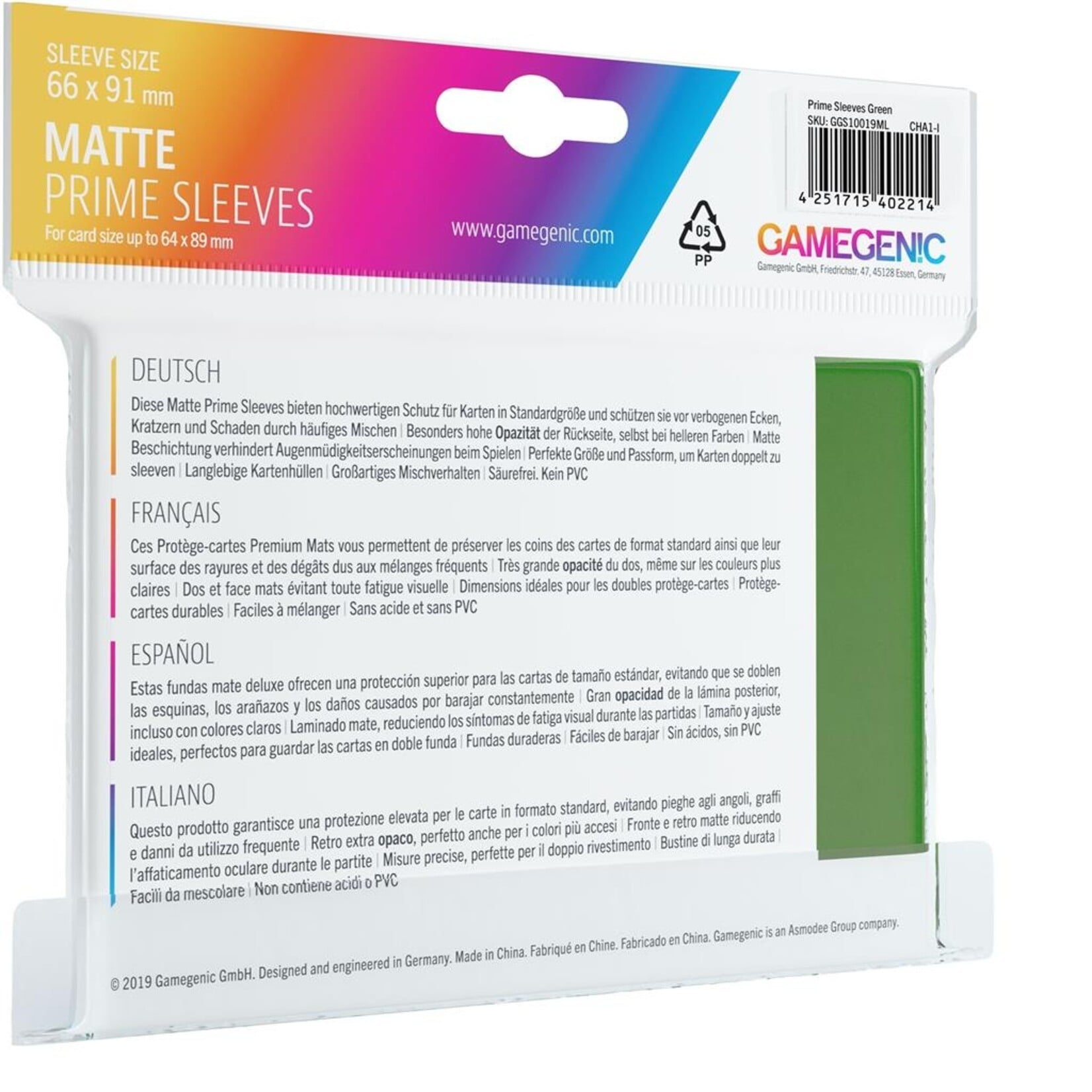 Matte Prime Sleeves Green 66x91