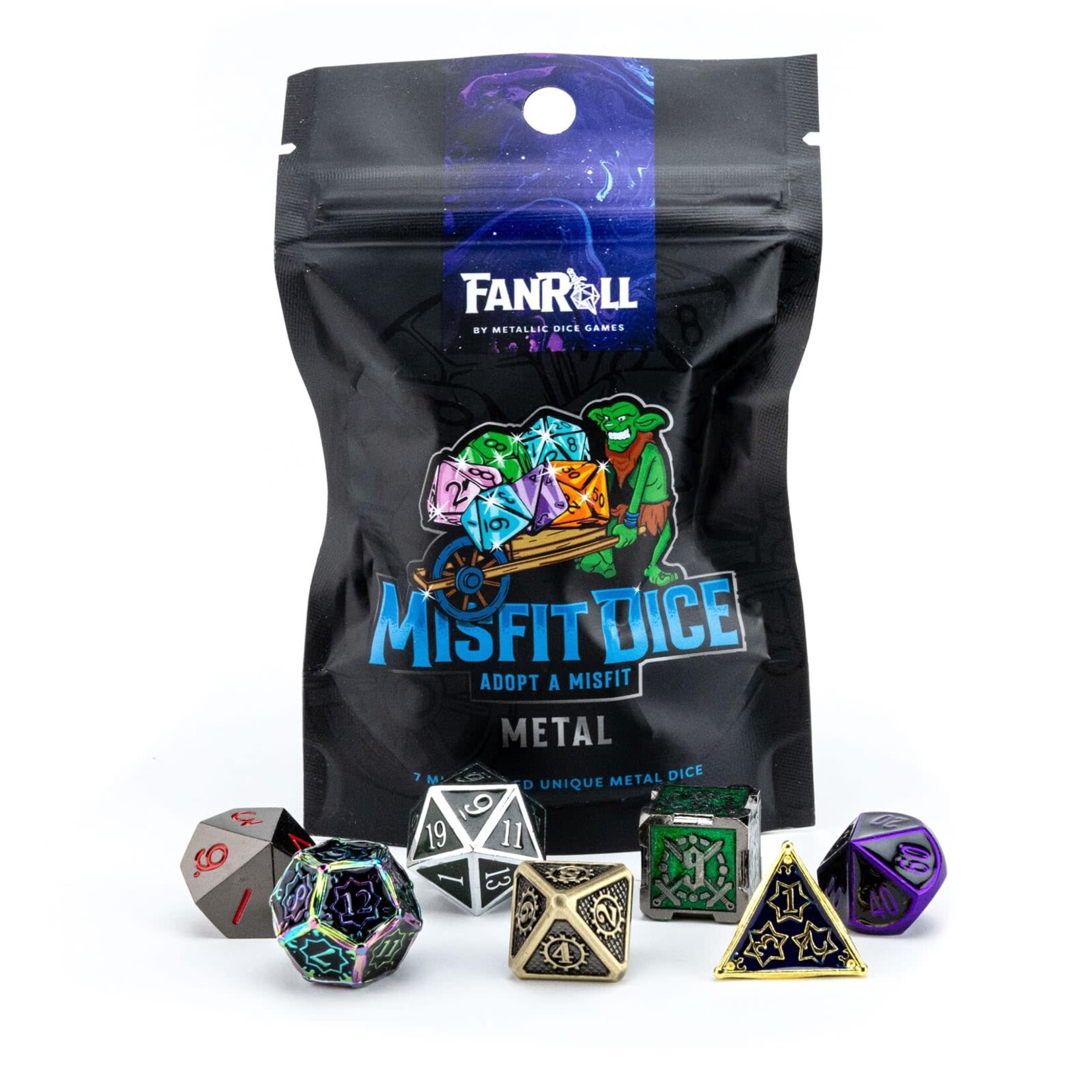 FanRoll Mystery Misfit Metal Polyhedral Dice Set (7)