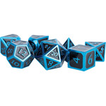 Metallic Dice Games 16mm Metal Polyhedral Dice Set: Blue with Black Enamel