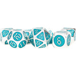 Metallic Dice Games Digital Enamel Metal Dice Set, 16mm: Silver with Teal Enamel (7)