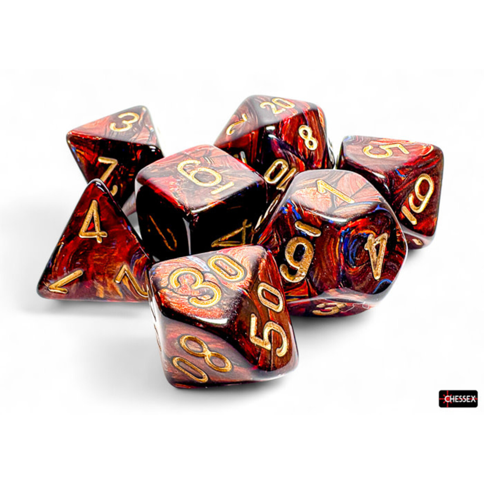 Chessex Scarab Mega-hedral Blue Blood/gold 7-Die Set