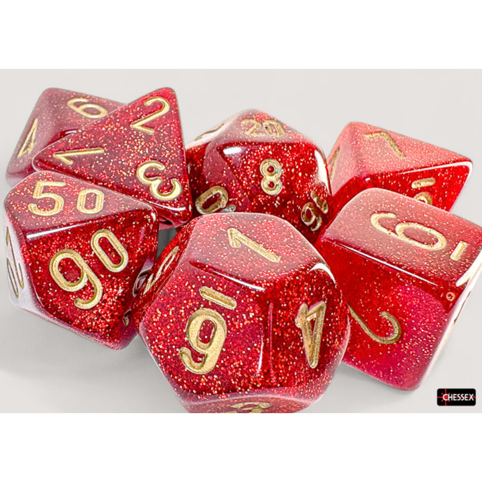 Chessex Glitter Mega-hedral Ruby/gold 7-Die Set