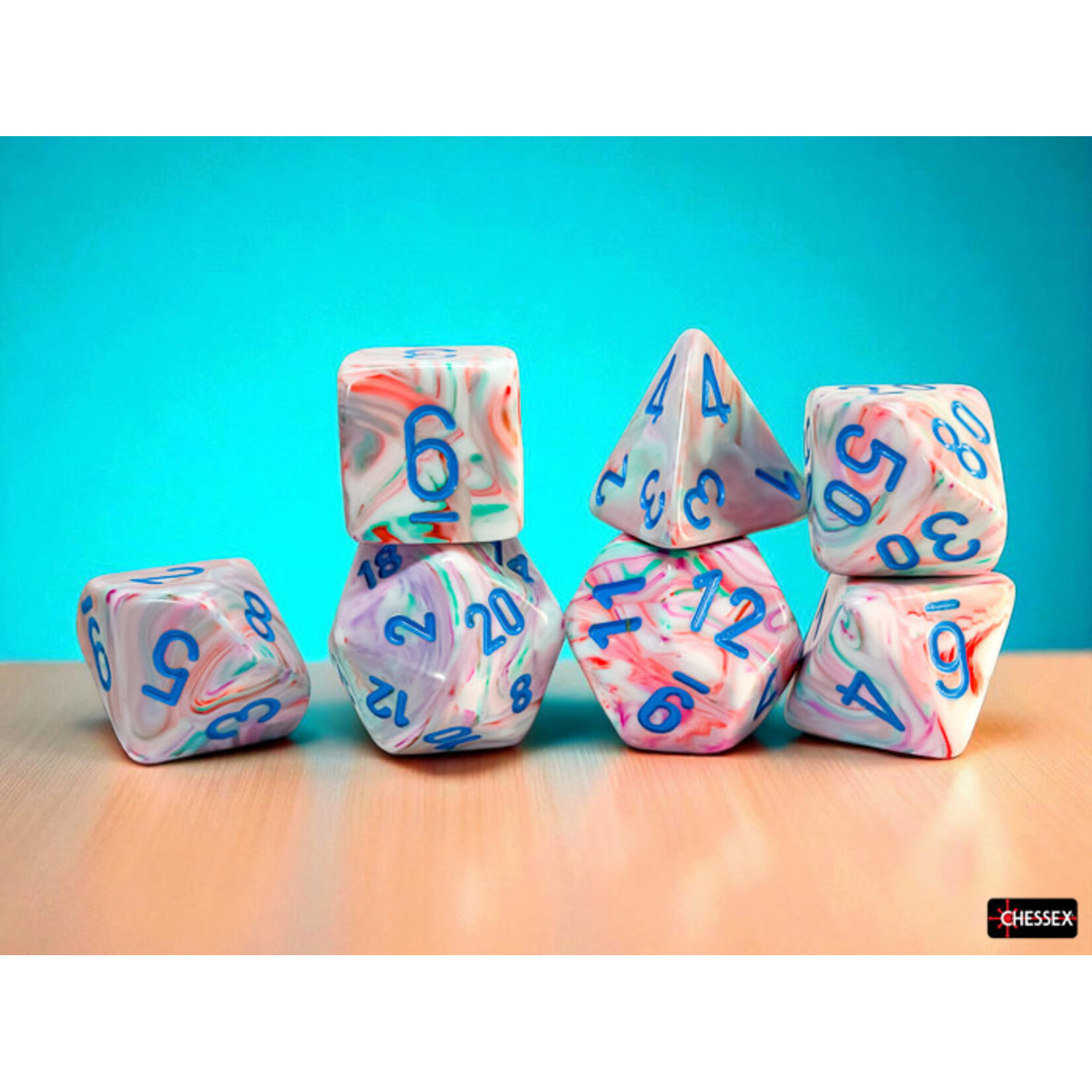 Chessex Festive Mega-hedral Pop Art/blue 7-Die Set