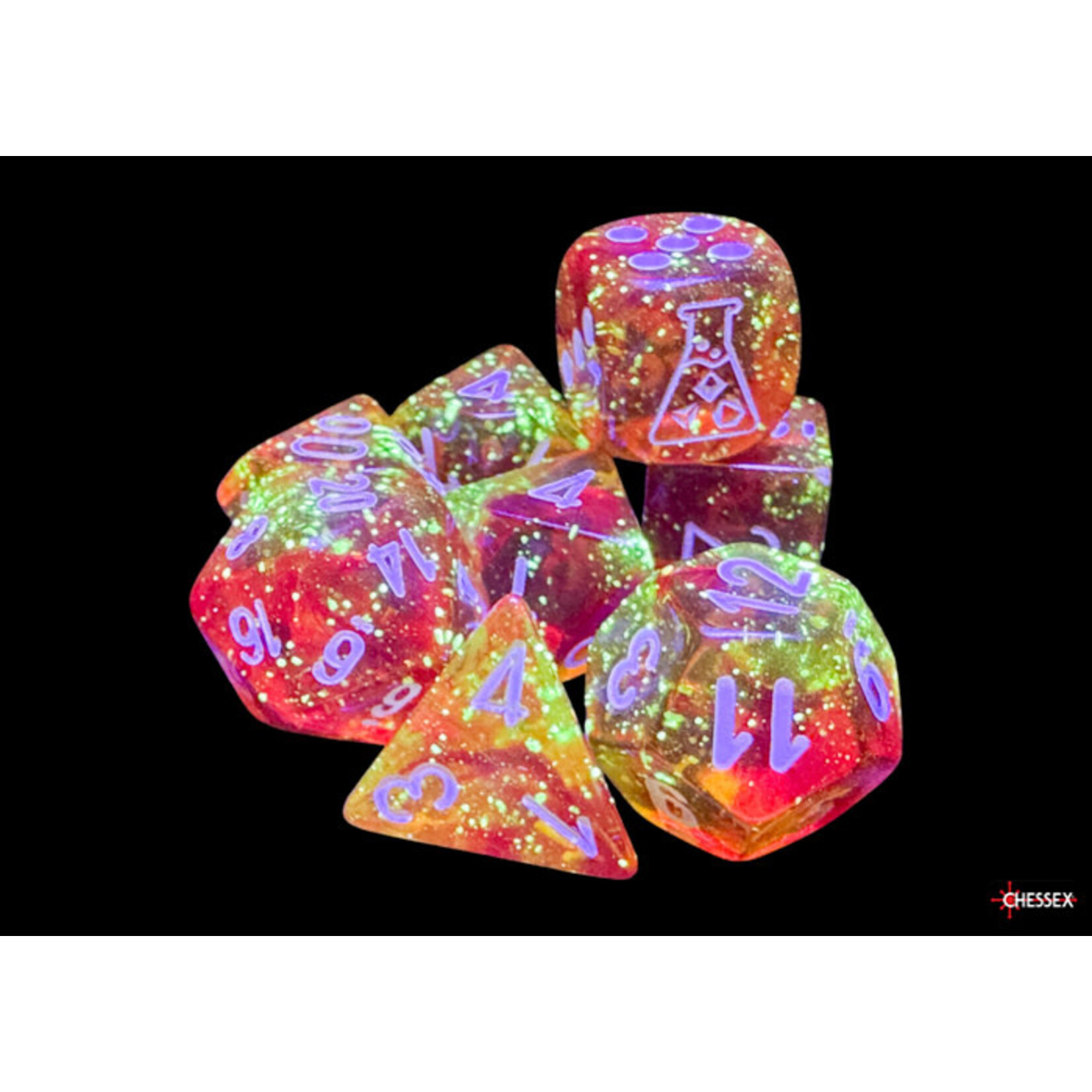Chessex Nebula Molten/white Luminary™ Polyhedral 7-Dice Set (with bonus die)