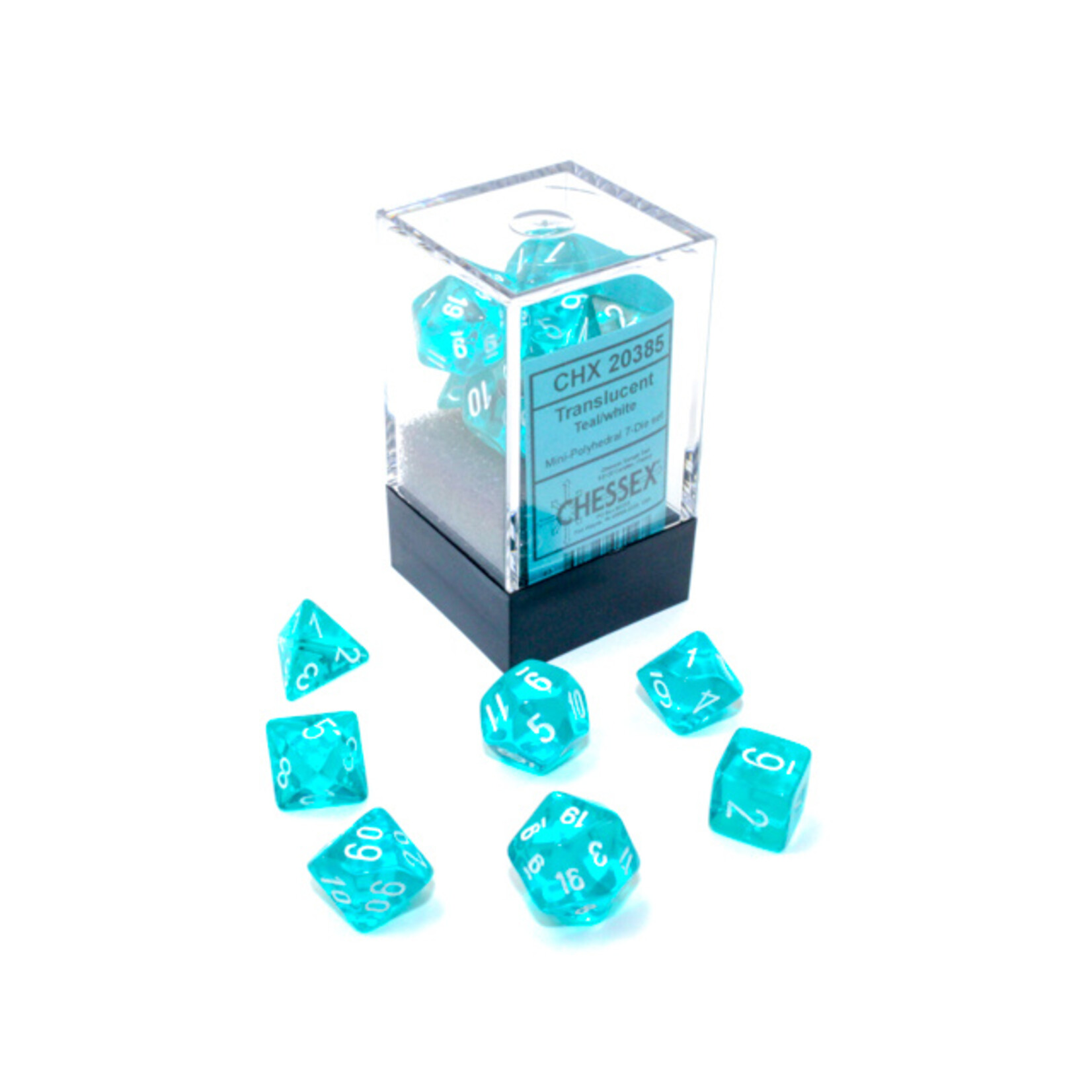 Chessex Translucent Mini-hedral Teal/white 7-Die Set