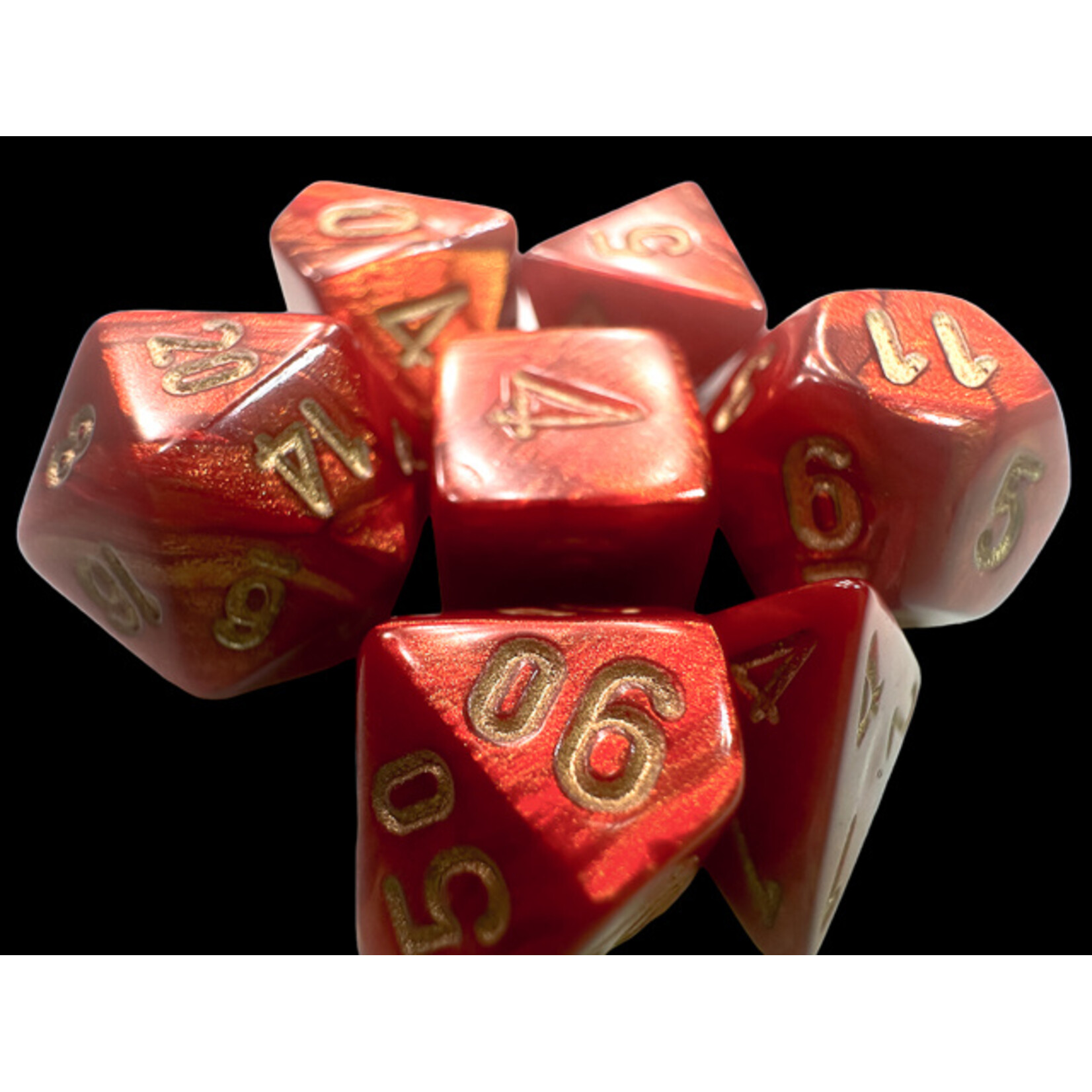 Chessex Scarab Mini-hedral Scarlet/gold 7-Die Set