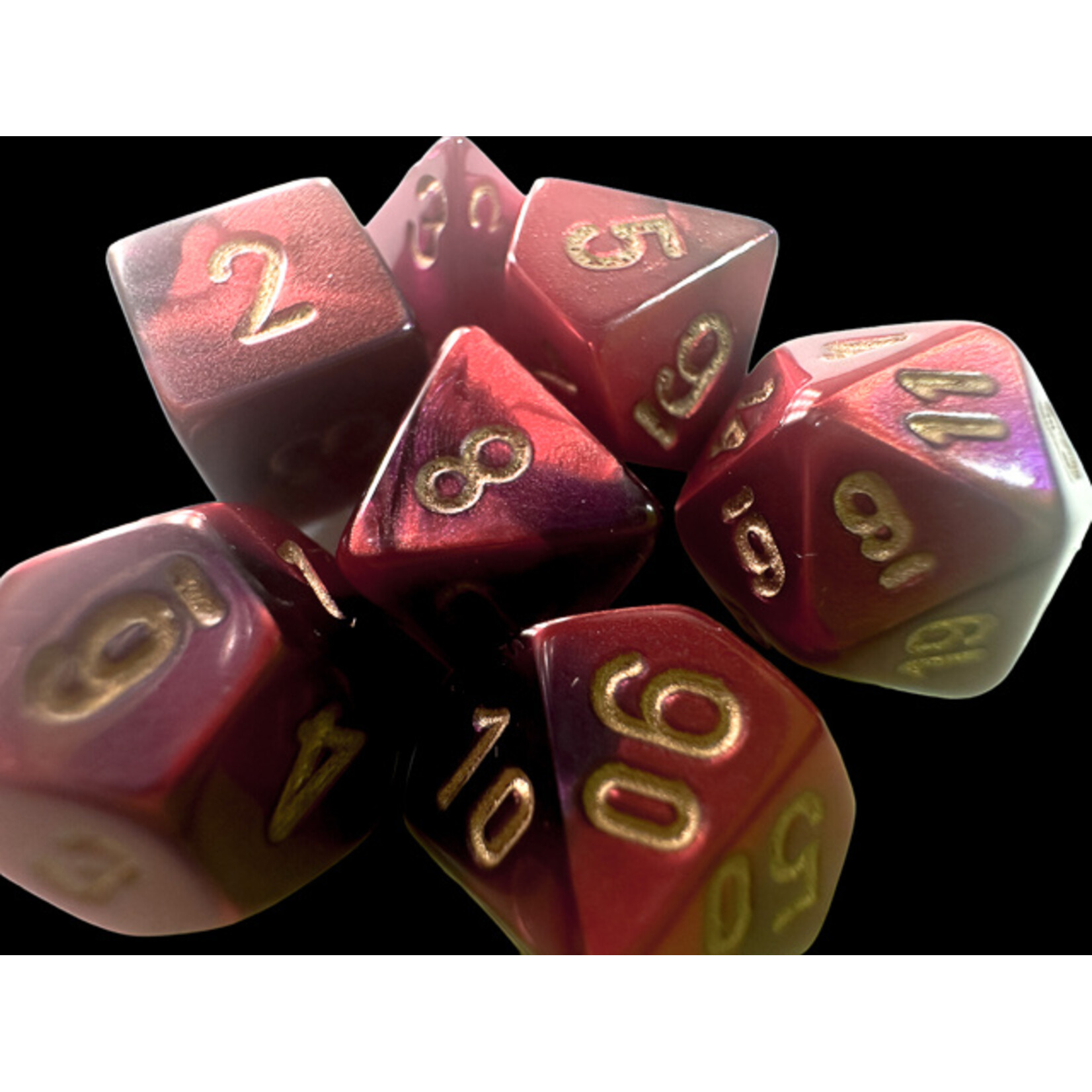 Chessex Gemini Mini-hedral Purple-Red/gold 7-Die Set
