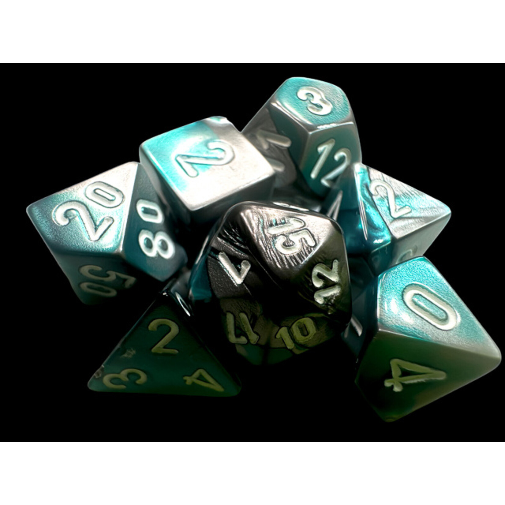 Chessex Gemini Mini-hedral Steel-Teal/white 7-Die Set