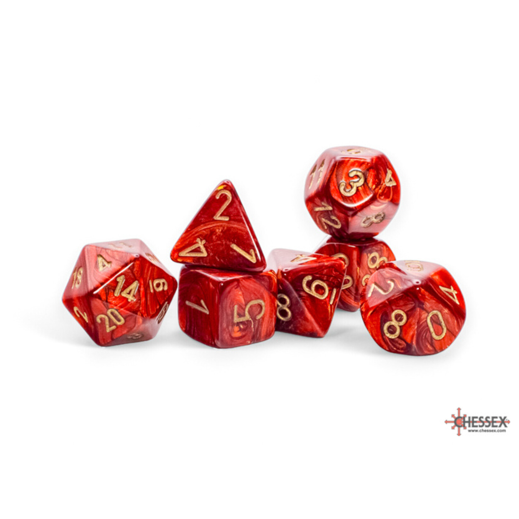 Chessex Scarab Mega-hedral Scarlet/gold 7-Die Set