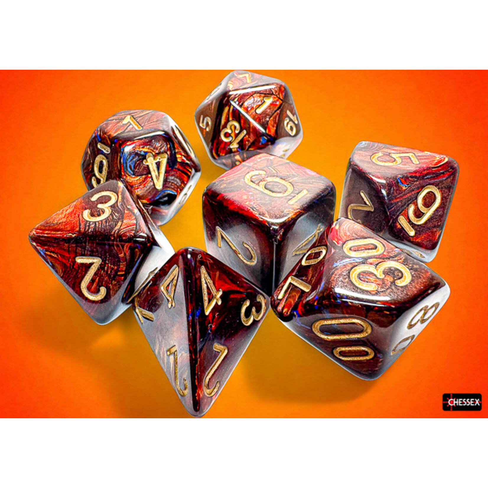 Chessex Scarab Mega-hedral Blue Blood/gold 7-Die Set