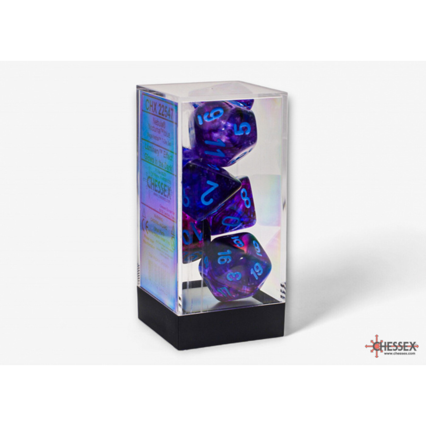 Chessex Nebula Mega-hedral Nocturnal/blue Luminary 7-Die Set