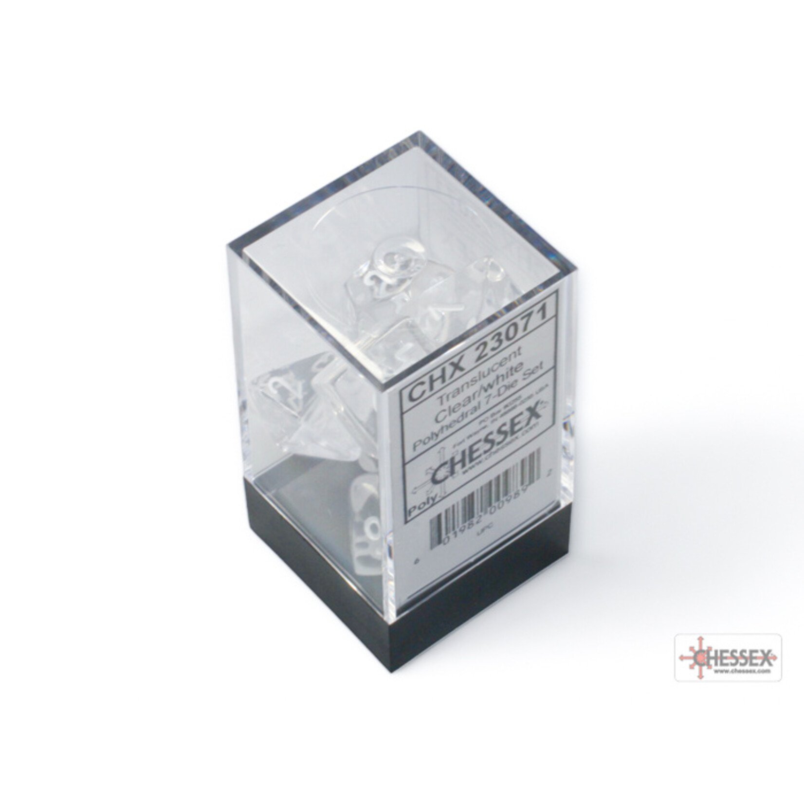 Chessex Translucent Clear/white Polyhedral 7-Dice Set