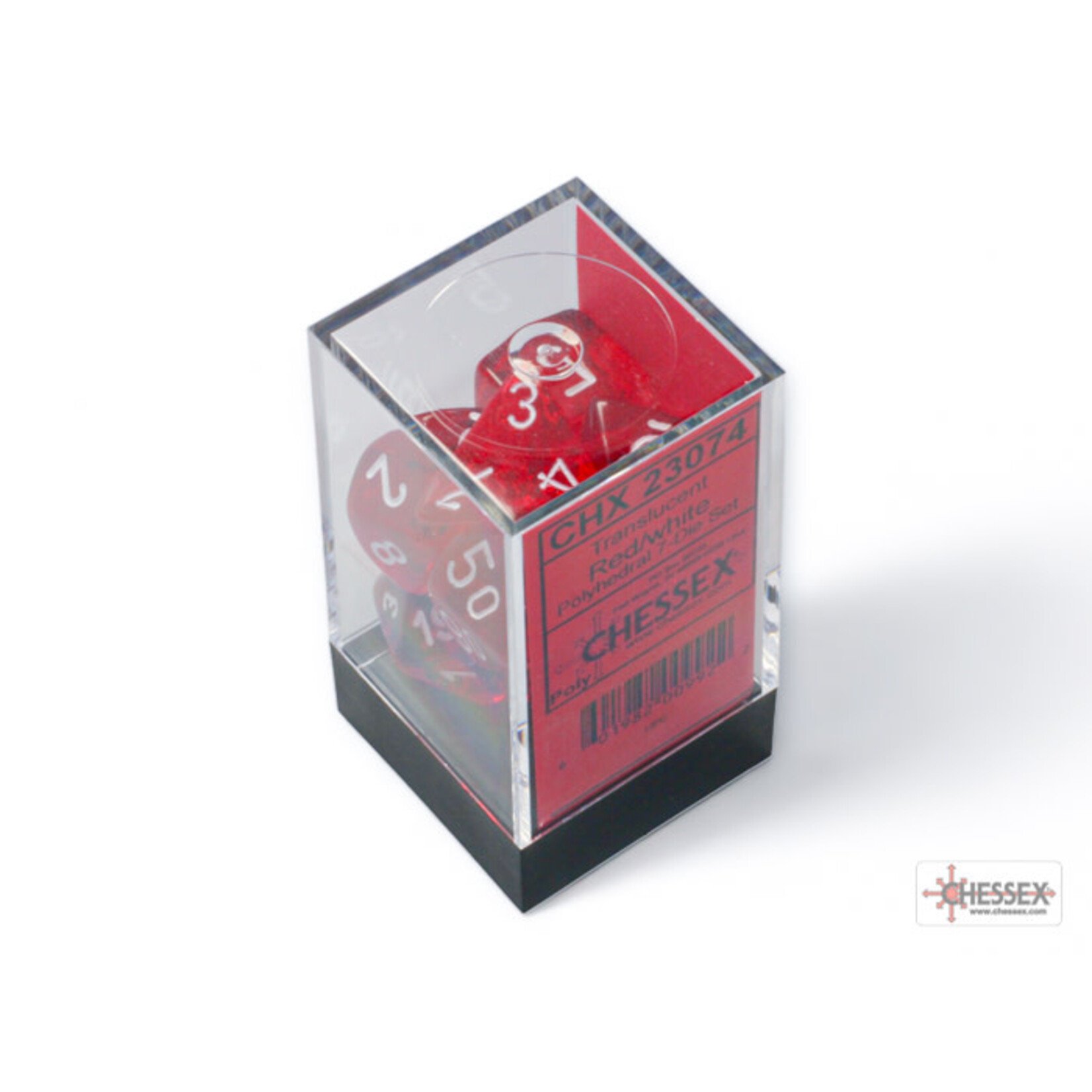 Chessex Translucent Red/white Polyhedral 7-Dice Set