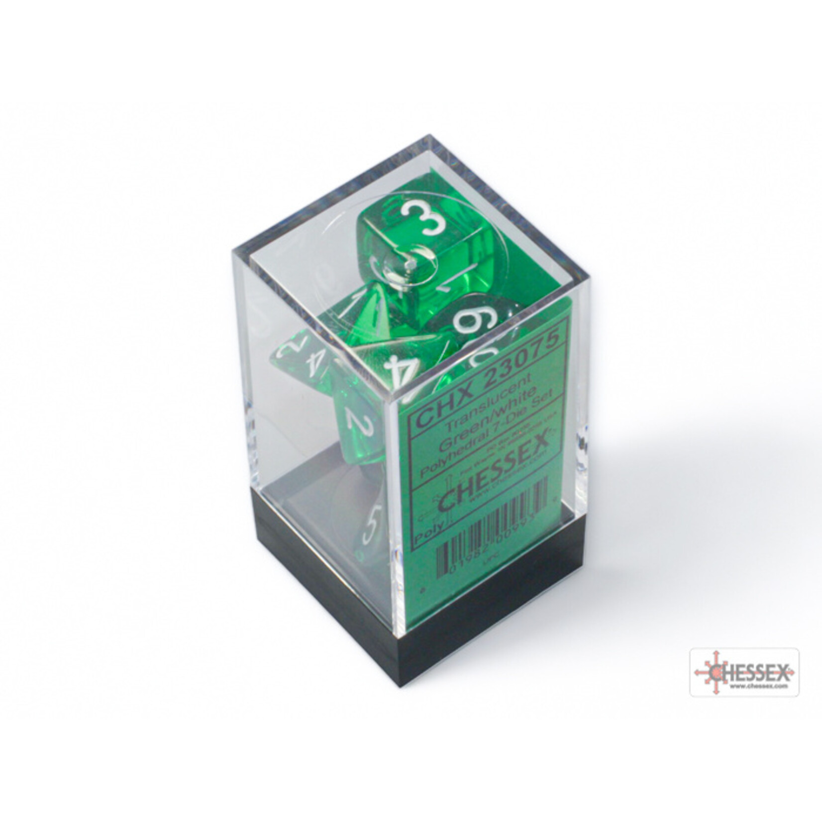 Chessex Translucent Green/white Polyhedral 7-Dice Set