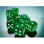 Chessex Translucent Green/white 16mm d6 Dice Block (12 dice)
