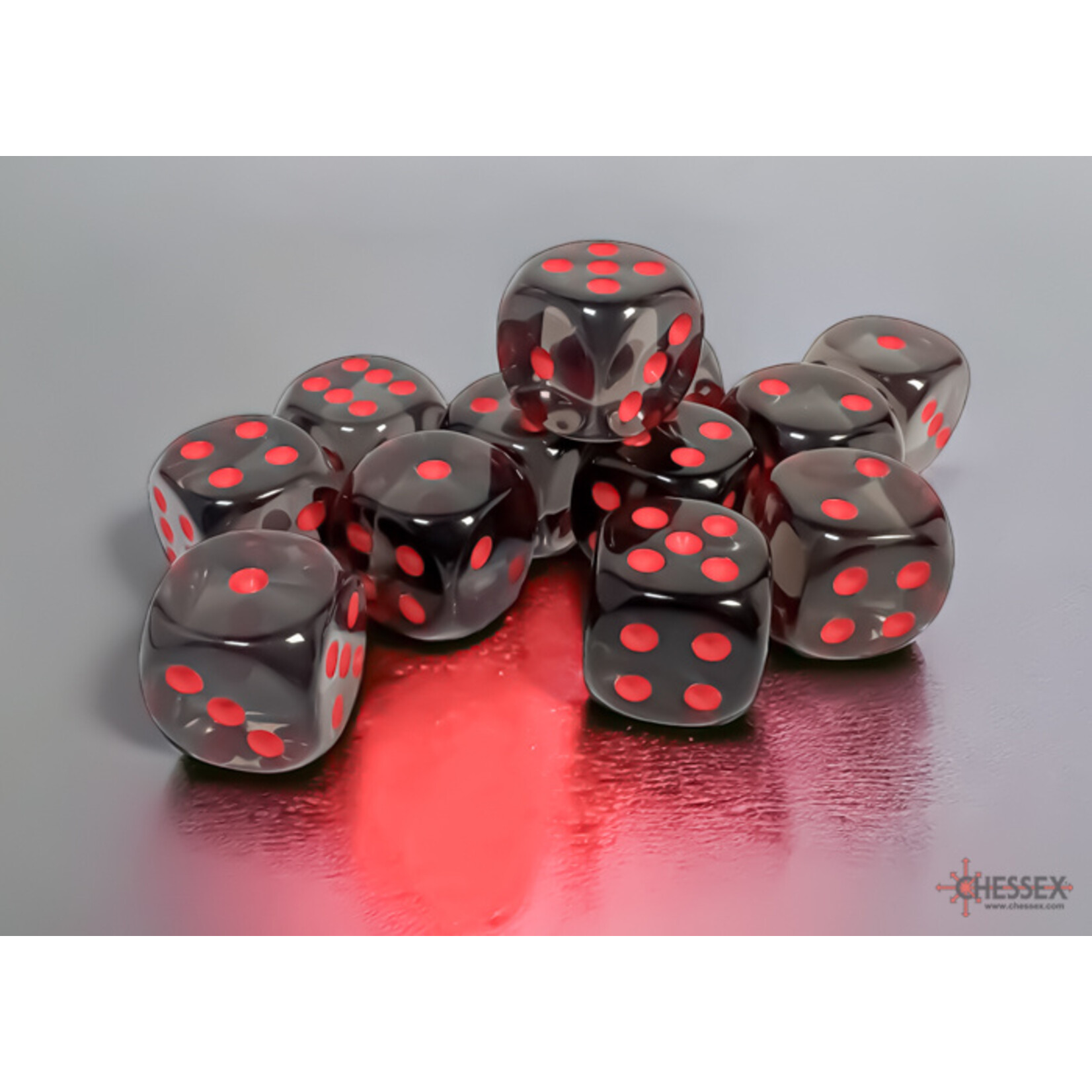 Chessex Translucent Smoke/red 16mm d6 Dice Block (12 dice)