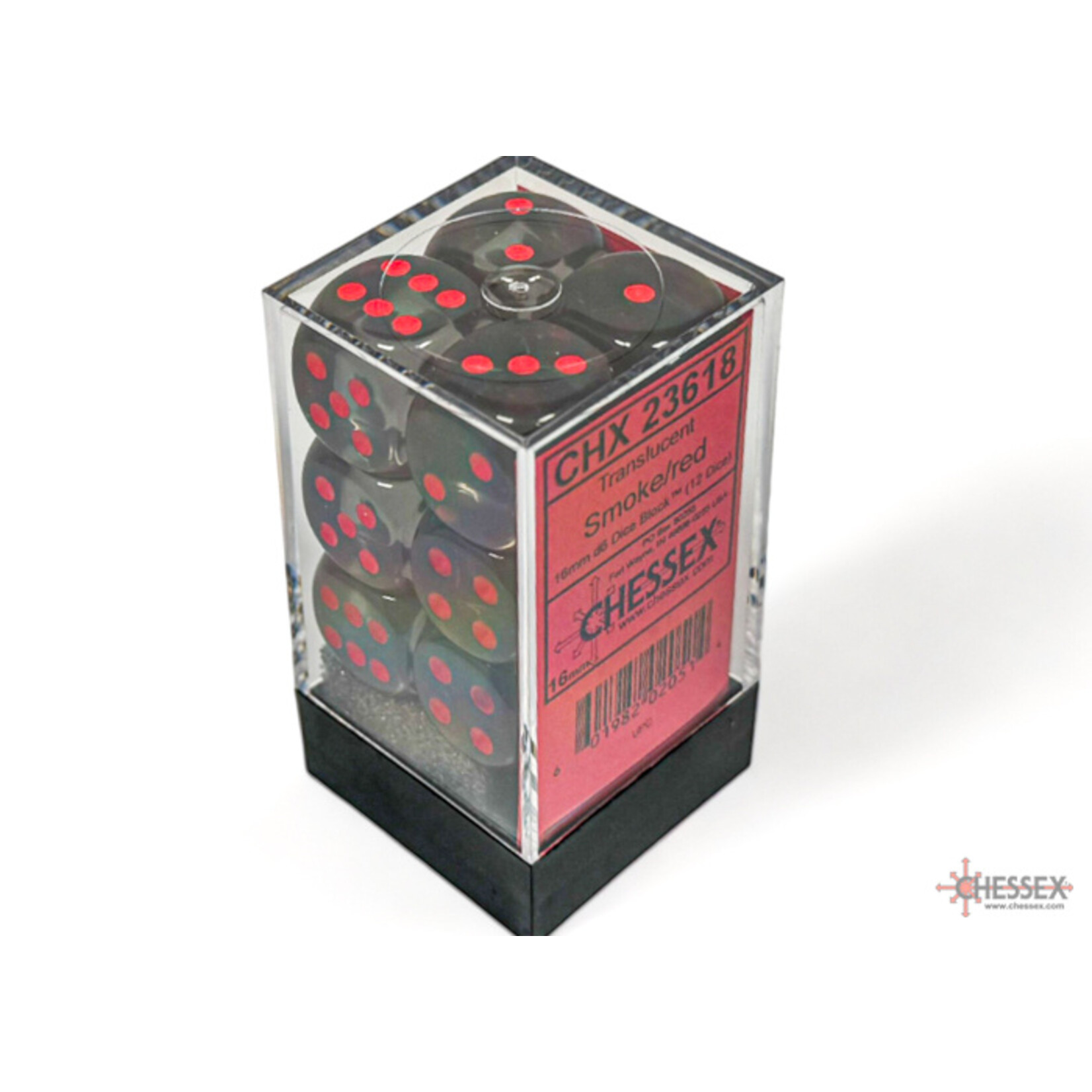 Chessex Translucent Smoke/red 16mm d6 Dice Block (12 dice)