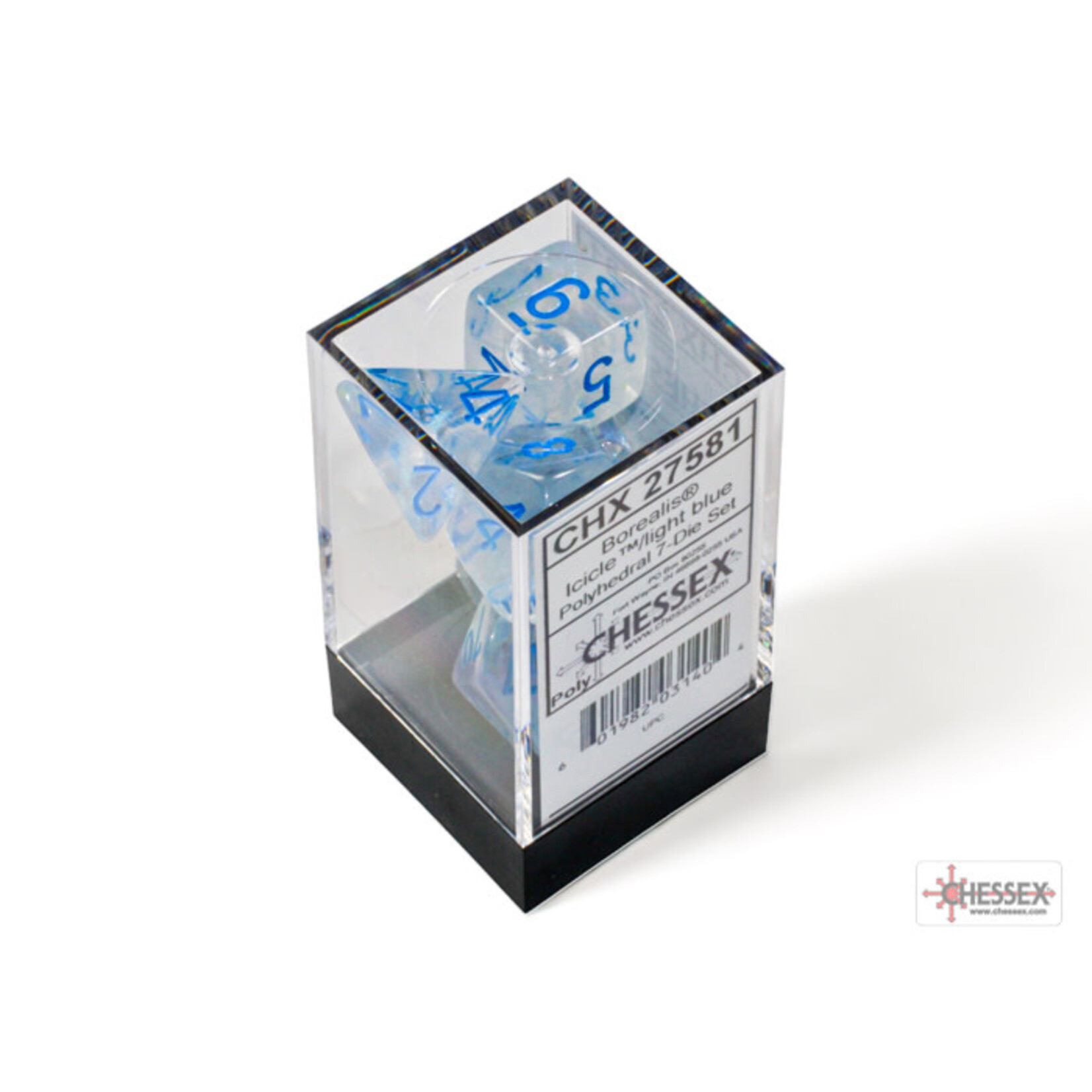 Chessex Borealis: Polyhedral Icicle/light blue Luminary 7-Die Set
