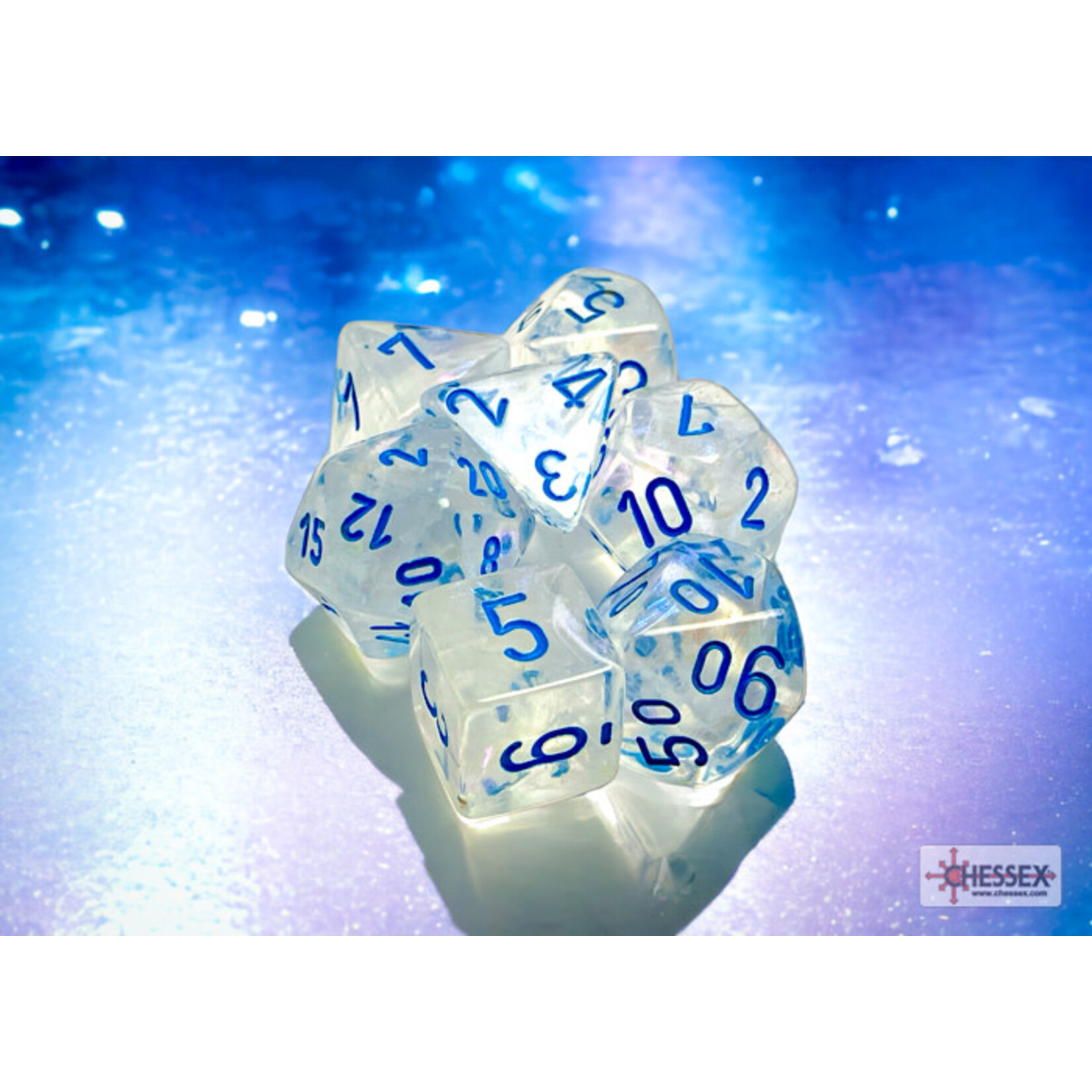 Chessex Borealis Icicle/light blue Luminary Polyhedral 7-Dice Set